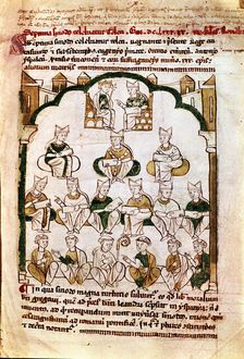 7th century, 7th Council of Toledo, summoned by King Chindasvinto, miniature in Primacy of the C…