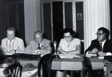 7th International Congresses on Tropical Medicine and Malaria, Rio de Janeiro: four scientists, 1963 Creator: Unknown