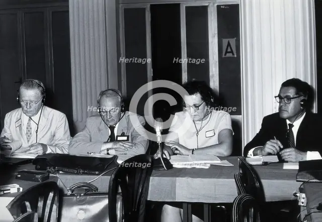 7th International Congresses on Tropical Medicine and Malaria, Rio de Janeiro: four scientists, 1963 Creator: Unknown.