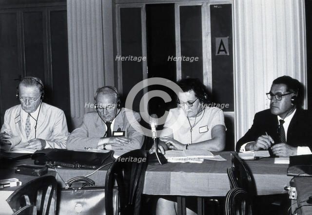7th International Congresses on Tropical Medicine and Malaria, Rio de Janeiro: four scientists, 1963 Creator: Unknown.