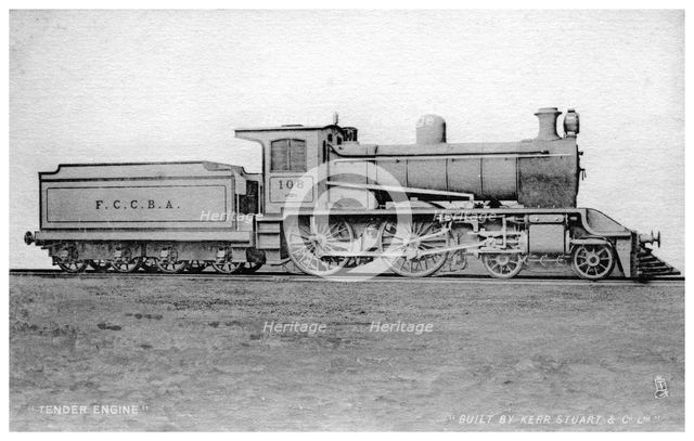 4-4-0 tender engine, steam locomotive built by Kerr, Stuart and Co, early 20th century.Artist: Raphael Tuck