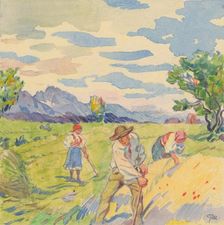 4.- Mowing grain, 1932. Creator: Gustav Mally
