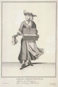 4 Paire for a Shilling Holland Socks Cries of London, (c1688?). Artist: Pierce Tempest
