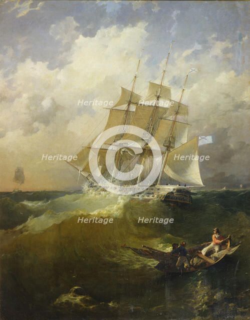 44-gun frigate Aurora, 1844. Artist: Borispolets, Platon Timofeyevich (1805-1880)