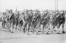 47th Rgt. Brooklyn - going to war games, between c1910 and c1915. Creator: Bain News Service