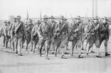47th Rgt. Brooklyn - going to war games, between c1910 and c1915. Creator: Bain News Service