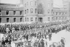 48th Highlanders, 12th Infantry, & 10th Royal leave Toronto for camp, 1914. Creator: Bain News Service