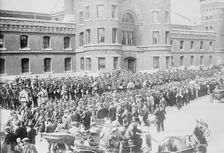 48th Highlanders, 12th Infantry, & 10th Royal leave Toronto for camp, 1914. Creator: Bain News Service