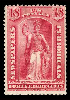 48c Justice Newspapers and Periodicals imprint single, 1875. Creator: Unknown