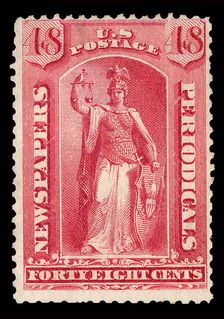 48c Justice Newspapers and Periodicals imprint single, 1875. Creator: Unknown