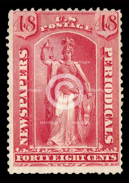 48c Justice Newspapers and Periodicals imprint single, 1875. Creator: Unknown.