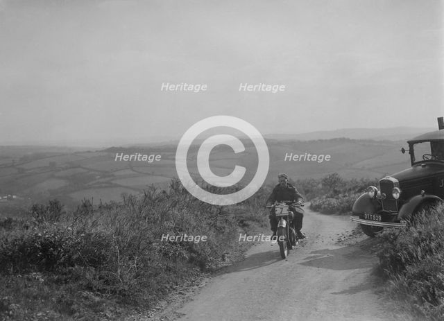 499 cc Rudge of R Holden competing in the MCC Torquay Rally, 1938. Artist: Bill Brunell.