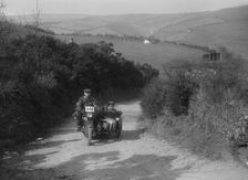 499 cc Rudge-Whitworth and sidecar of E Travers, MCC Lands End Trial, Beggars Roost, Devon, 1936. Artist: Bill Brunell
