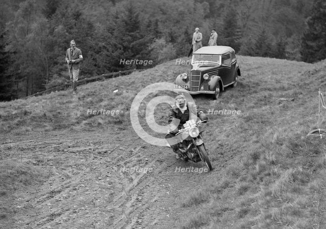 490 cc AJW of GEH Godber-Ford competing in the MCC Edinburgh Trial, Roxburghshire, Scotland, 1938. Artist: Bill Brunell.