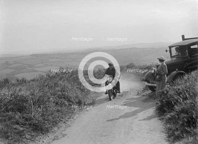 490 cc DKW of HS Yelland competing in the MCC Torquay Rally, 1938. Artist: Bill Brunell.