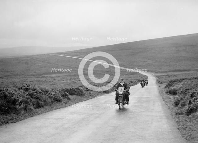 493 cc Sunbeam of HAH Burgess, winner of a bronze award at the MCC Torquay Rally, July 1937. Artist: Bill Brunell.
