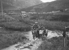 493 cc Triumph and sidecar of HS Perry competing in E&DMC Scottish 6 Days Trial, 1933.. Artist: Bill Brunell