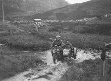 493 cc Triumph and sidecar of HS Perry competing in E&DMC Scottish 6 Days Trial, 1933.. Artist: Bill Brunell
