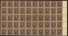 4c Abraham Lincoln block of fifty, June 2, 1890. Creator: American Bank Note Company