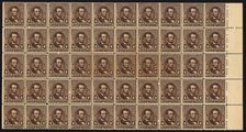 4c Abraham Lincoln block of fifty, June 2, 1890. Creator: American Bank Note Company