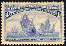 4c Fleet of Columbus single, 1893. Creator: American Bank Note Company