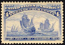 4c Fleet of Columbus single, 1893. Creator: American Bank Note Company