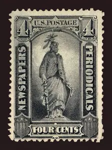 4c Statue of Freedom Newspapers and Periodicals imprint single, 1875. Creator: Unknown