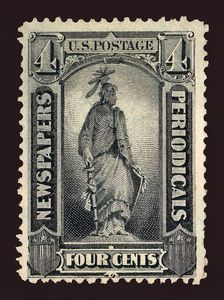 4c Statue of Freedom Newspapers and Periodicals imprint single, 1875. Creator: Unknown