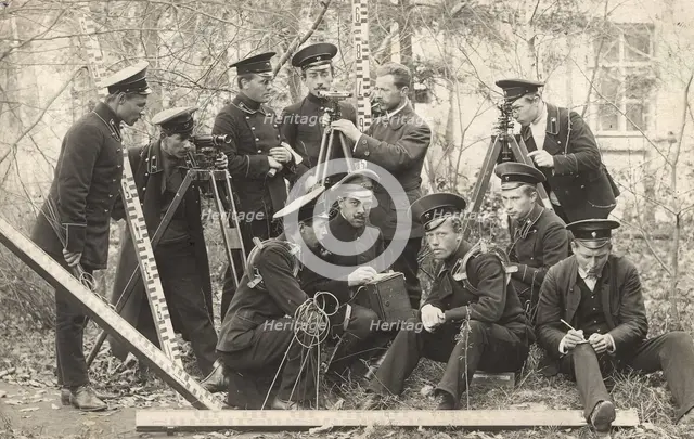 4th grade students of the Irkutsk Mining School with a teacher, 1914. Creator: Unknown.