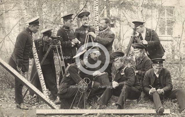 4th grade students of the Irkutsk Mining School with a teacher, 1914. Creator: Unknown.