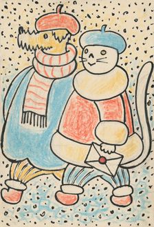 5. Talking about a dog and a cat, around 1928. Creator: Josef Capek