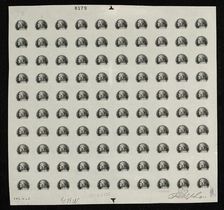 $5 Franklin vignette plate proof, Sept. 14, 1917. Creator: Bureau of Engraving and Printing