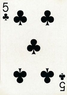 5 of Clubs from a deck of Goodall & Son Ltd. playing cards, c1940