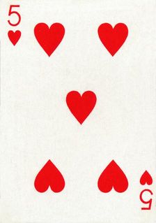 5 of Hearts from a deck of Goodall & Son Ltd. playing cards, c1940