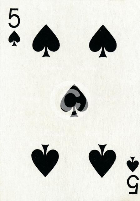 5 of Spades from a deck of Goodall & Son Ltd. playing cards, c1940. Artist: Unknown.