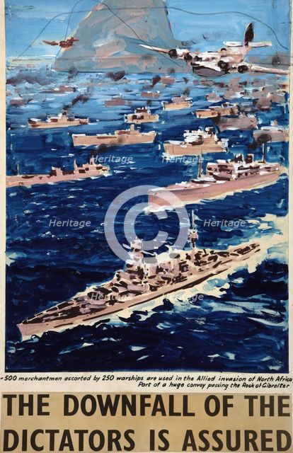 500 merchantmen escorted by 250 warships are used...', WWII poster, between 1939 and 1946, Creator: Central Office of Information.