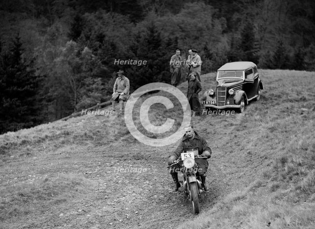 500 cc Ariel of GR Walling competing in the MCC Edinburgh Trial, Roxburghshire, Scotland, 1938. Artist: Bill Brunell.