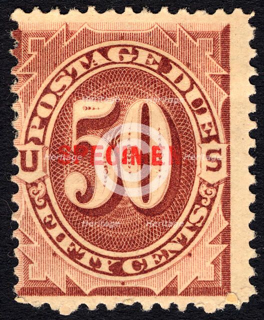 50c Postage Due specimen overprint single, 1884. Creator: Unknown.