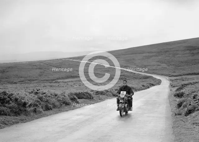 597 cc Ariel Square Four of IH Darge, winner of a silver award at the MCC Torquay Rally, July 1937. Artist: Bill Brunell.