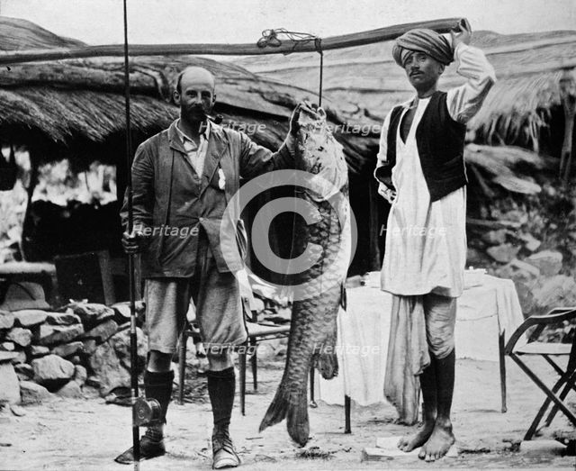 '59 lb Mahseer, Caught by Capt. H. B. D. Campbell, R.E., in the Upper Ganges', c1903, (1903). Artist: Unknown.