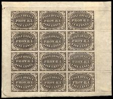 5c and 10c Providence, RI postmaster provisional sheet of twelve, 1846. Creator: Unknown