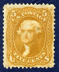 5c Jefferson single, 1861. Creator: National Bank Note Company