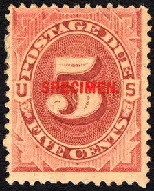 5c Postage Due specimen overprint single, 1884. Creator: Unknown