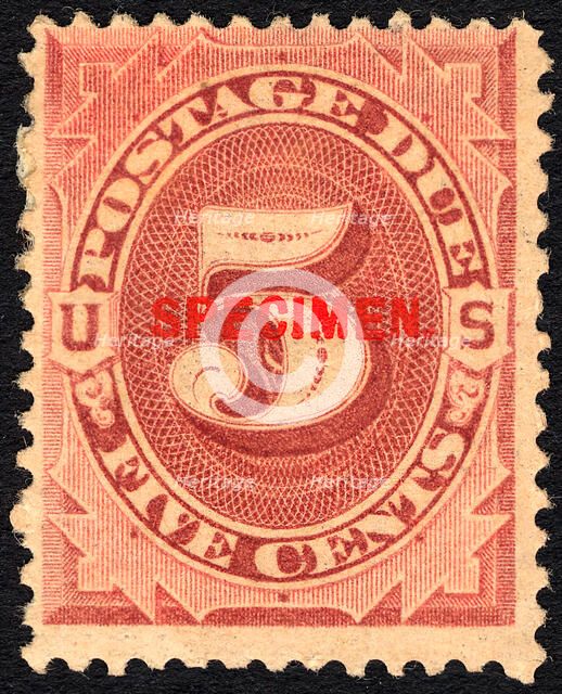 5c Postage Due specimen overprint single, 1884. Creator: Unknown.