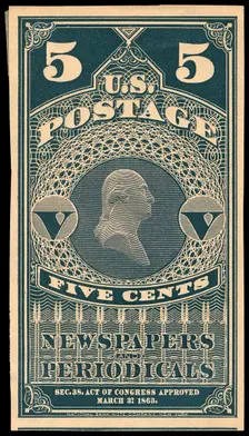 5c Washington Newspapers and Periodicals trial color proof, 1865. Creator: Unknown
