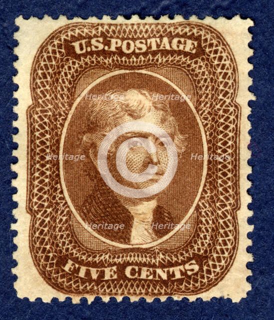 5c Thomas Jefferson type II single, 1860. Creator: Toppan, Carpenter & Company.