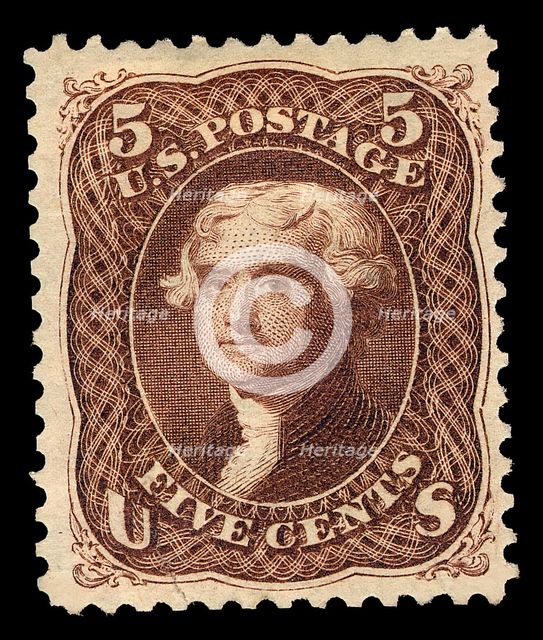 5c Thomas Jefferson re-issue single, 1875. Creator: National Bank Note Company.