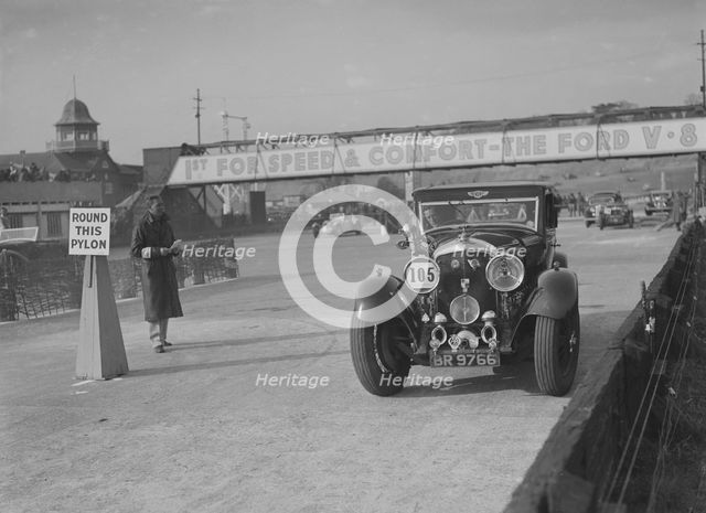 6.5 litre Bentley saloon competing in the JCC Rally, Brooklands, Surrey, 1939. Artist: Bill Brunell.