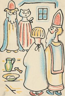 6. A story about a dog and a cat, around 1928. Creator: Josef Capek