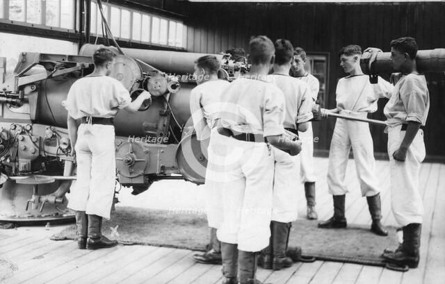 6-inch gun drill, Royal Navy training establishment, Shotley, Suffolk, 1936. Artist: Unknown